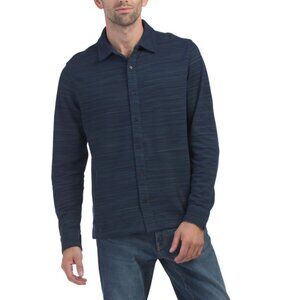 SCOTCH & SODA Navy Long Sleeve Space Dyed Button Front Polo